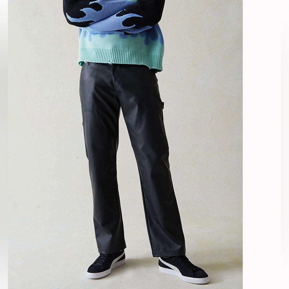 Straight Carpenter Faux Leather Pants